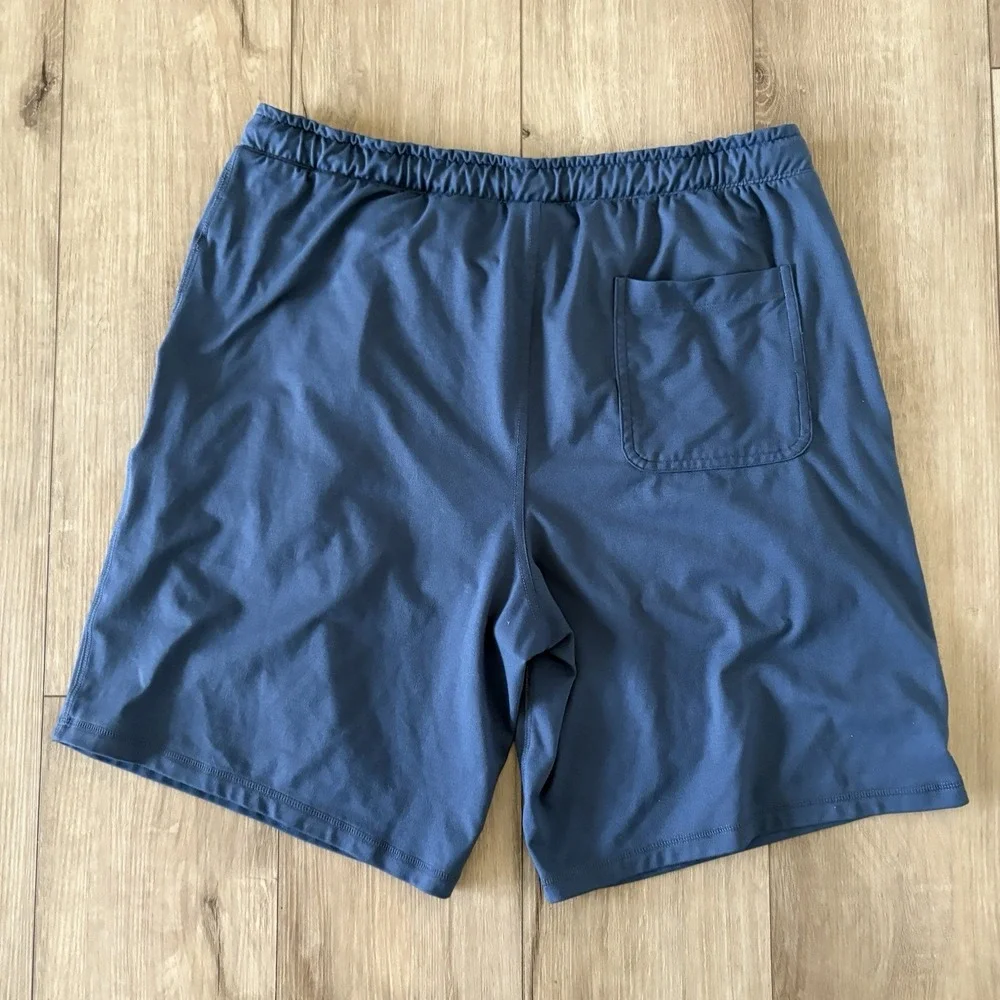 Eddie Bauer Lounge Shorts‎ Mens Large Blue Elastic Waist Drawstring Zip Pockets